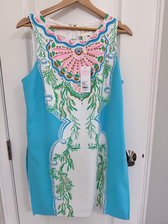 Lilly Pulitzer Dresses & Skirts - Lilly Pulitzer Turquoise, White & Pink Printed Sleeveless Sheath Dress